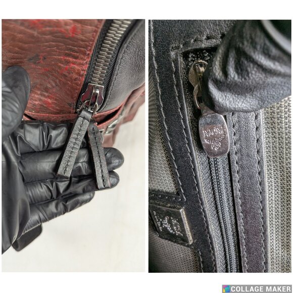 MCM Metallic Visetos Side Stud Stark Leather Backpack Burgundy Made in korea. main image 7